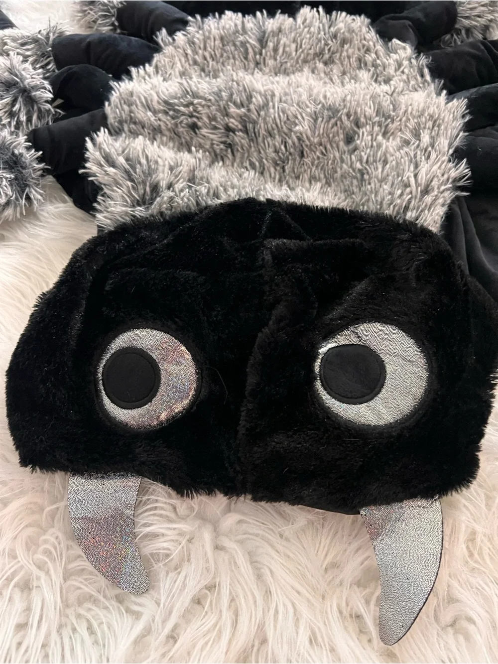 Plush Spider Dog Costume Hoodie - Black and Gray